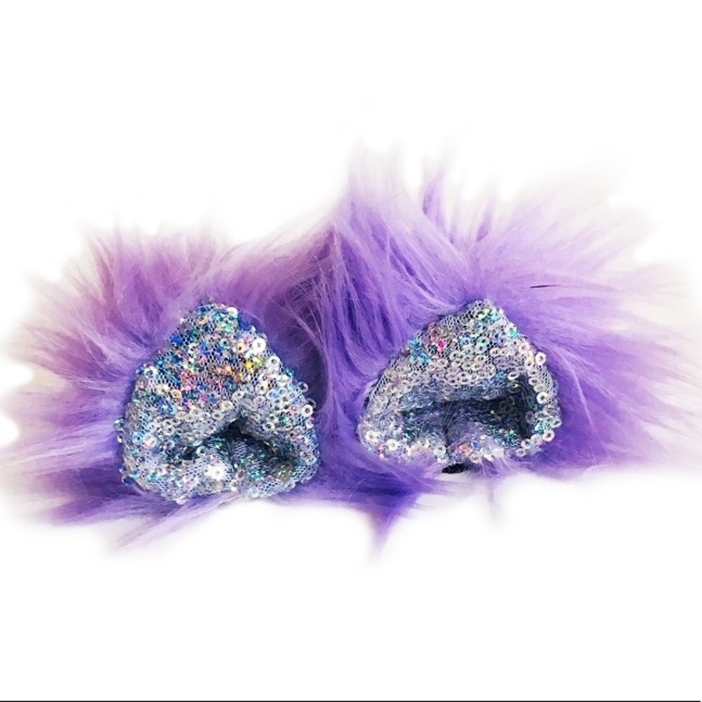 kritter klips purple holo glitter cat ears